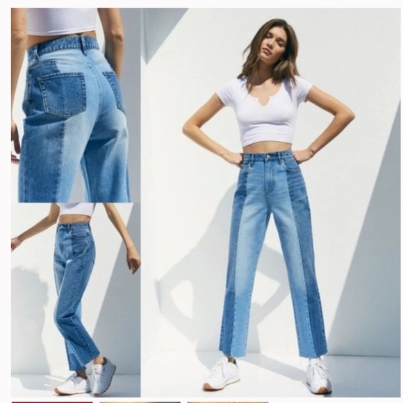 Urban Outfitters BDG jessye two toned mid rise true straight leg jeans 24 - Picture 1 of 16